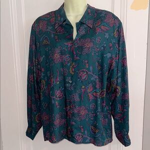 Vtg 80s/90s Sophisticates by Pendleton Green & Pink Paisley Rayon Shirt